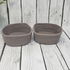 2 Cotton Rope Storage Baskets - Grey